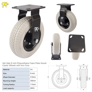 Werkseitig angepasste 8-Zoll-Hochleistungs-PU-Schaumrollenräder mit Bremse für den industriellen Transport OEM - Product Image 3