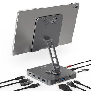 10 In 1 Folding Stand Hub PD SD TF Reader Slot USB3.0 5G Speed 3.5MM Audio Type C Hub For Ipad