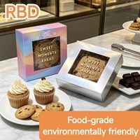 Boîte cadeau rigide de luxe pour biscuits, avec fenêtre transparente, logo personnalisé, biodégradable, impression holographique, haute qualité