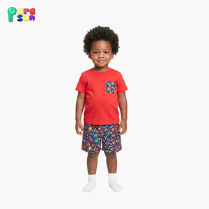 Puresun Hersteller Maßgeschneiderte Lässige Kurzarm-Jungenbekleidungssets 100% Baumwolle Baseball-Print - Product Image 2