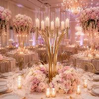 Magnifique candélabre en cristal doré à 8 bras, bougeoirs en verre faits à la main, décoration classique pour mariage, salle à manger, banquet