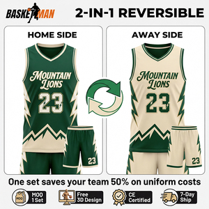 MOQ 1Set Custom Reversible <strong>Basketball</strong> <strong>Jersey</strong> Uniform Set Sublimation OEM Adult Kids Quick-Dry Breathable Team Kit 7Days Delivery - Product Image 2
