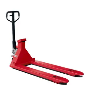 Merah-Lift Peralatan Penanganan Rendah Profil Tangan/Manual Pallet Truck dengan 35/55 Mm 1500Kg 3500Kg