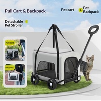 Chariot de voyage pliable 2 en 1 pour animaux de compagnie, sac de transport à roulettes détachable pour chiens et chats, idéal pour les voyages en extérieur