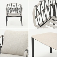 Ensemble table et chaises de salle à manger d'extérieur nordique moderne pour terrasse, cour, jardin, restaurant et patio