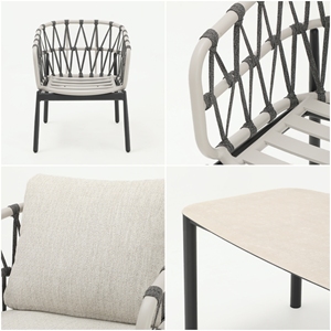 Set Tavolo e Sedie <span class=keywords><strong>da</strong></span> Esterno Moderno per <span class=keywords><strong>Terrazzo</strong></span>, Giardino, Ristorante e Patio - Stile Nordico - Product Image 5