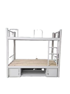 <span class=keywords><strong>Lit</strong></span> mezzanine moderne en métal pleine taille avec escalier et design sous table pour appartement, hôtel, chambre à coucher - Product Image 2
