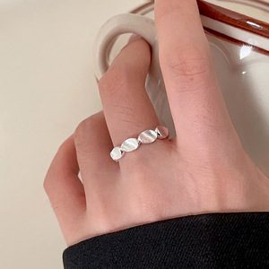 Anillo Ovalado Irregular de Plata de Ley S925, Anillo Geométrico Abierto para Mujer, Joyería Fina para Uso Diario - Product Image 1