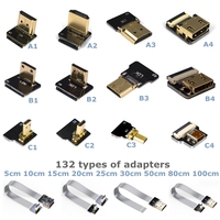 Kabel FFC Mini HDMI Pria Wanita, kabel FFC 90 derajat Raspberry Pi 4 FPV HDMI fleksibel sudut datar untuk elektronik konsumen