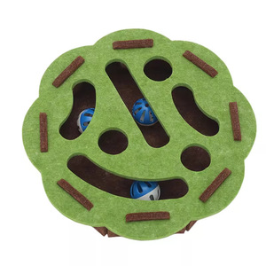 Jouet distributeur de friandises pour chat, balle interactive en feutre pour l'enrichissement des chatons, pour le plaisir des animaux domestiques, 350g, design de dessin animé - Product Image 1