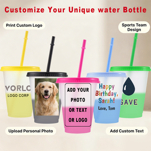 Vaso de Plástico Reutilizable de 16 oz que Cambia de Color, para Fiestas, <span class=keywords><strong>con</strong></span> Logotipo Personalizado, para Bebidas Frías <span class=keywords><strong>y</strong></span> Café, <span class=keywords><strong>con</strong></span> Tapa, Venta al Por Mayor - Product Image 1