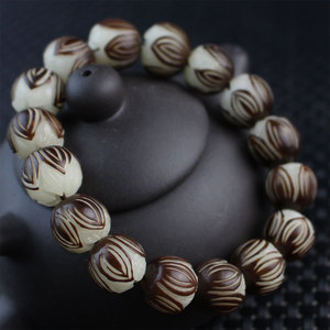 Bodhi Seed <b>Bracelet</b> Carved Lotus Pattern White Jade Prayer Beads Unisex Jewelry Gift Hangzhou Origin PTG08 - Product Image 1