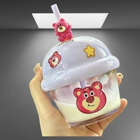 Gobelet en verre en forme d'ours style milkshake, mignon et pratique pour les cafés glacés et les smoothies