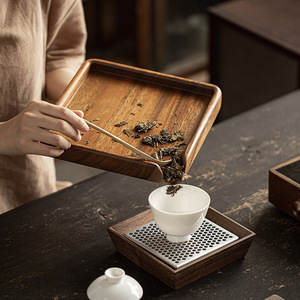 Walnut Wood <b>Tea</b> Cake <b>Tray</b> Round Solid Wood <b>Tea</b> Sorting Storage <b>Tray</b> For Pu'er <b>Tea</b> Ceremony Accessories - Product Image 4
