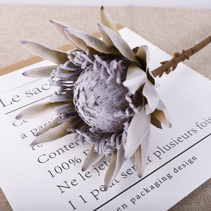 Retro Large King Protea 21-3 Flocked <b>Artificial</b> <b>Flower</b> Wedding Home Decor High Simulation Plastic Silk - Product Image 2