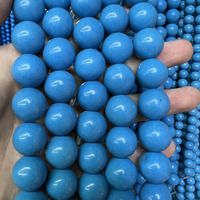 Perles de pierre turquoise bleue lisse naturelle Gemstone Howlite perles accessoire pour la fabrication de bijoux couleur bleue 15"