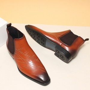 Zapatos de Cuero con Punta Puntiaguda y Caña Alta para Hombre, Nuevos Modelos 2025, Formales de Negocios, de Cuero Genuino, Estilo Brogue Británico, Tallados, para Boda, Novio, Oxford - Product Image 2