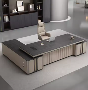 Bureau de direction en bois simple et moderne en forme de L avec tiroir - Product Image 2