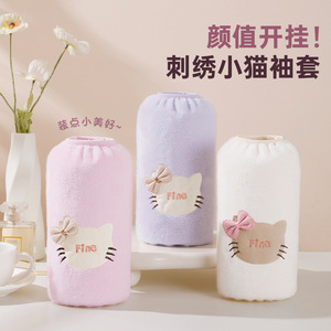 Cute Cat Ear Sleeve With Bow For Women Office Use Anti Stain Protection Autumn Winter Warm Long Sleeve - Product Image 3
