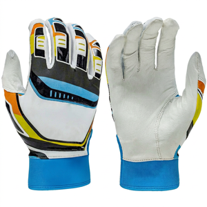 SINEWY SPORTS Baseball Leather Polyester Batting Gloves Black Ambidextrous <b>Hook</b> Loop Closure Unisex Adult Training Racing - Product Image 1