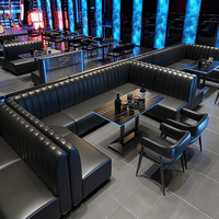 Meubles de divertissement pour bar, salle de danse, KTV, canapé en cuir, table et chaises de salle à manger, ensemble combiné, table rectangulaire LED