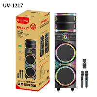 Altavoz Inalámbrico TWS con Sonido Estéreo Nítido, Subwoofer Doble de 12 Pulgadas, USB, Altavoz para Fiestas, Altavoz con Ruedas para DJ, Sistema de Karaoke para Exteriores