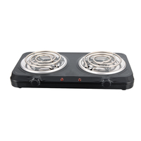 Plaque chauffante électrique double brûleur 2000W, cuisinière portable de comptoir, contrôle de température indépendant, cuisson à deux zones