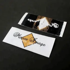 Wholesale High Quality Custom Brand Name Logo Garment Machine Damask Woven Tags Labels for T Shirt