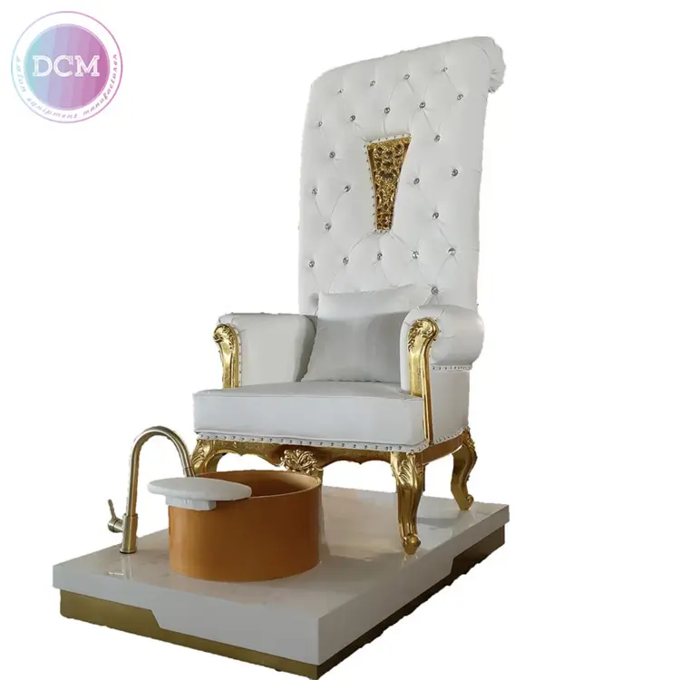 Beauté ongles fournitures meubles de salon antiques luxe blanc et or trône spa manucure pédicure chaises