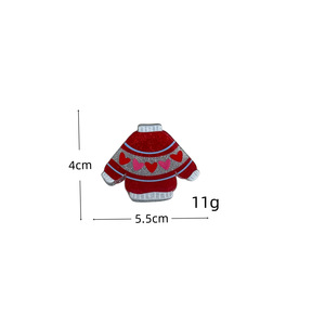 Graziosa Molletta per Capelli in Acrilico con Cristalli Scintillanti, a Forma di Maglioncino, Cuore a Righe, Campana Natalizia, Cartone Animato, Fatta a Mano, 5,5 CM - Product Image 5