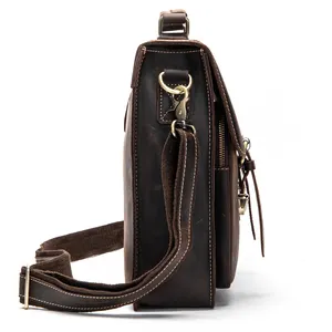 Marrant Vintage Gekke Paard Leren Mannen Messenger Bag Luxe Schouder Crossbody Tas Heren Lederen Messenger Bag