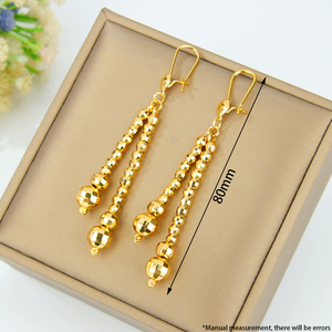 Nouvelles Boucles d'Oreilles Pendante Dorées Tendance 2026, Plaqué Or 21 carats, Perles Dorées de Dubaï, Cadeau pour Femme - Product Image 6