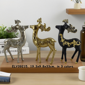 Elegante <span class=keywords><strong>Escultura</strong></span> <span class=keywords><strong>de</strong></span> Ciervo en Resina con Decoración en <span class=keywords><strong>Relieve</strong></span>, Figura <span class=keywords><strong>de</strong></span> Ciervo en Dorado, Plateado y Negro <span class=keywords><strong>de</strong></span> Lujo para Decoración <span class=keywords><strong>de</strong></span> Navidad, Bodas y Repisas - Product Image 2