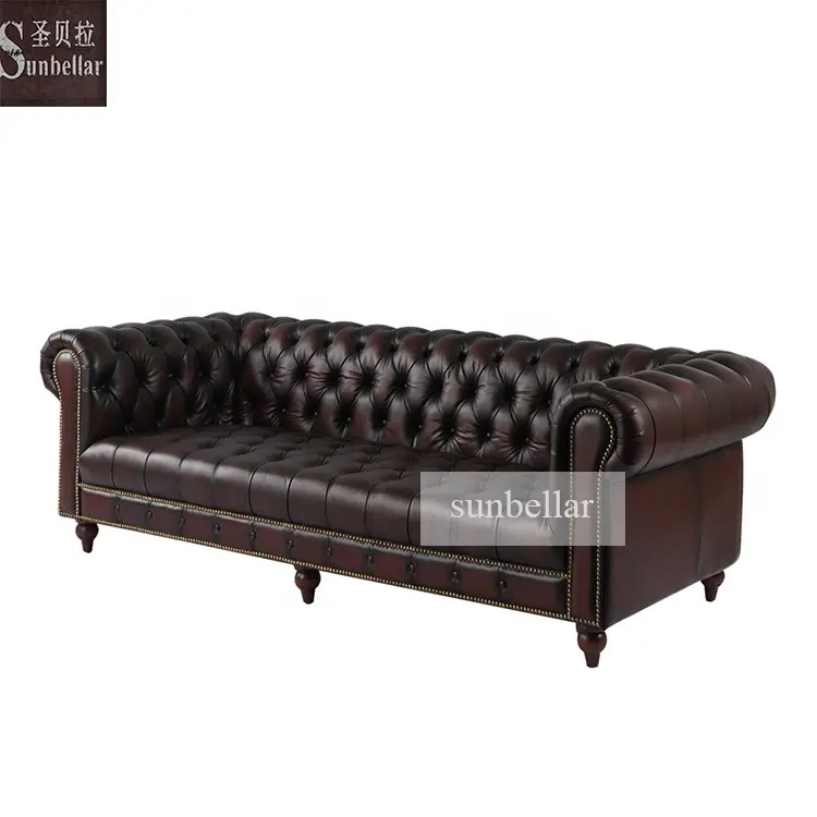 Amerika Stil Wohnzimmer möbel Chesterfield Sofa Echt leder Sofa Set voll getuftet Knöpfe Chesterfield Arbeit Home Sofa