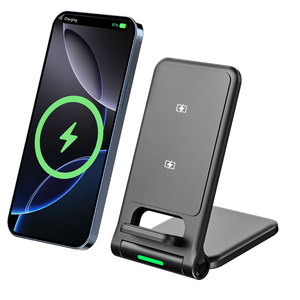 Nouveau support de charge <span class=keywords><strong>sans</strong></span> <span class=keywords><strong>fil</strong></span> pliable <span class=keywords><strong>15W</strong></span> pour iPhone et téléphones <span class=keywords><strong>Samsung</strong></span>, <span class=keywords><strong>chargeur</strong></span> rapide portable pour la maison et le bureau - Product Image 1