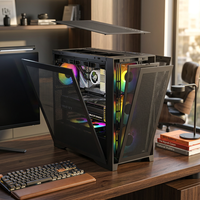 Boîtier pour ordinateur de jeu Panneau maillé haut de gamme Boîtier pour PC de jeu ATX Démontage facile Étuis pour ordinateur et tours Cabinet CPU pour pièces de PC