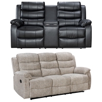 Ensemble de canapés inclinables électriques 3+2+1 places avec port USB, table basse et télécommande métallique pour appartement