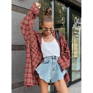 2025 autunno e inverno nuovo arrivo <span class=keywords><strong>camicia</strong></span> allentata stile stile rosso mattone stile <span class=keywords><strong>camicia</strong></span> <span class=keywords><strong>a</strong></span> <span class=keywords><strong>quadri</strong></span> abbigliamento <span class=keywords><strong>donna</strong></span> - Product Image 2
