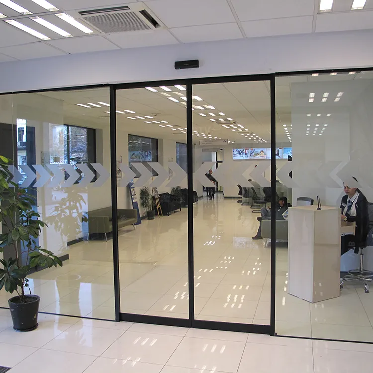 office interior metal framed aluminium sliding glass door with slim frame