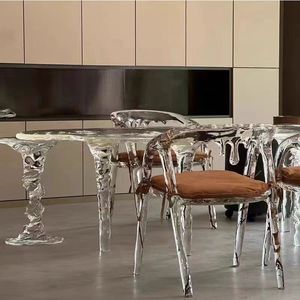 Table à thé en cristal époxy Transparent glacier liquide cascade table table à manger arche villa meubles de salon - Product Image 3