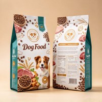 Sac à fond plat personnalisé pour aliments pour chiens, 5 kg, 10 kg, 25 kg, format en vrac, haute barrière, fermeture éclair, emballage pour aliments secs pour animaux de compagnie