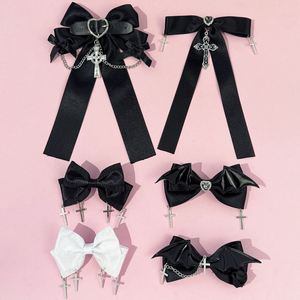 Dark Gothic Lolita Style Women's Hair <b>Clip</b> Sweet Cool Lace Cross <b>Bow</b> Accessory for Personalized Headwear - Product Image 2