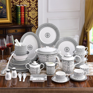 European Luxury Vintage Bone China Tableware Set Modern Customizable Coffee Cup Plate Set Home Hotel Restaurant Dinner Household - Product Image 1