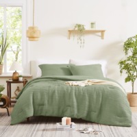 Lit en microfibre Seersucker texturé de luxe dans un sac pour literie à la maison ensembles de couette matelassée