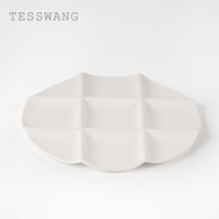 Assiette en céramique à 9 compartiments avec logo personnalisé, en porcelaine fine, artistique et durable, pour la restauration et la présentation en restaurant