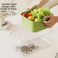 Boîte de rangement rectangulaire en plastique double couche épaissie pour grignotages, idéale pour regarder des séries en toute simplicité, pour graines de melon, en salon