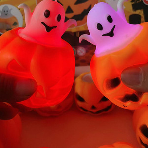 Halloween LED Light up Squeeze Toy Ghost in Pumpkin Stress Relief Toy <b>Festive</b> Holiday Supplies Kids <b>Gift</b> - Product Image 1