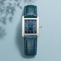 Montre pour homme de haute qualité, nouveau design, boîtier carré, cadran soleil, chiffres arabes, logo personnalisé, mouvement à quartz Citizen, bracelet en cuir