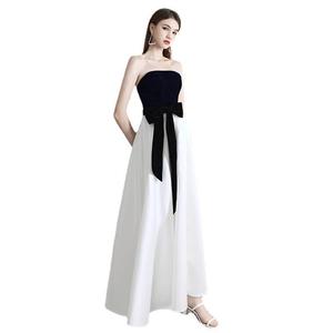 Evening Gown Strapless A-Line White Contrast Color Natural Waistline 3D Decoration Formal Wear - Product Image 5