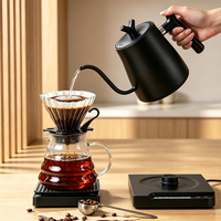 Bouilloires à café sans fil noires OEM, bouilloire à bec de cygne électrique avec contrôle de la température et poignée anti-brûlure